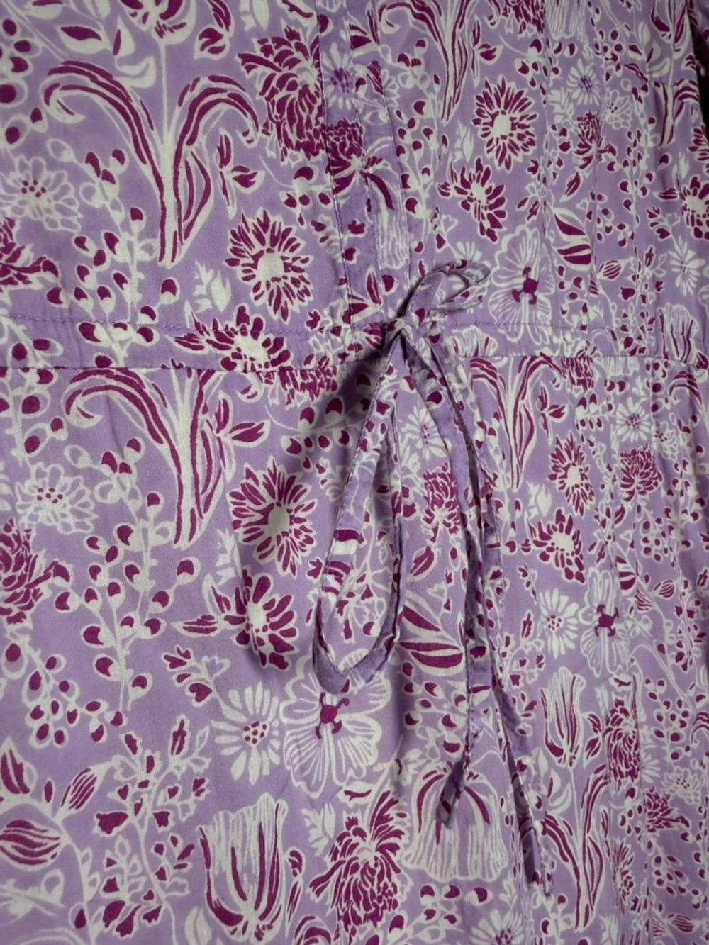 Olivia James Lydia Garden Floral Purple Drawstring Prairie Midi Dress Small - Picture 5 of 8